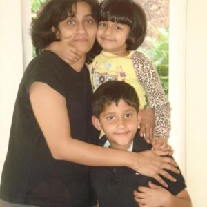 Vidita Vaidya with her daughter and nephew