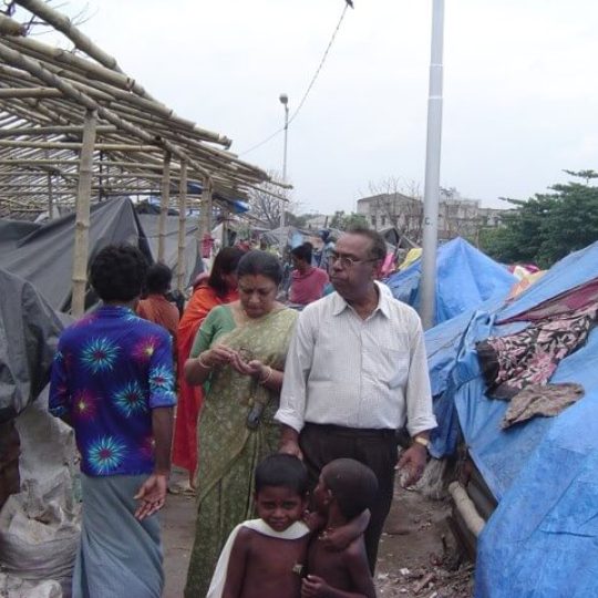 Dr Sur at a slum colony during an epidemiological study