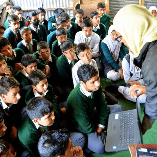 In an interaction session with students at a local school in Ganderbal District of Kashmir. This session was held to create awareness on wildlife.