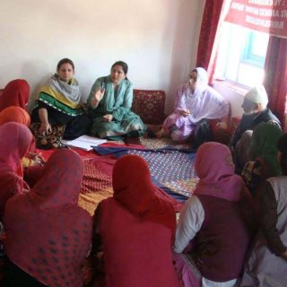 Interacting with women farmers